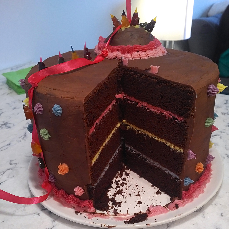 Rainbow Surprise In Cake